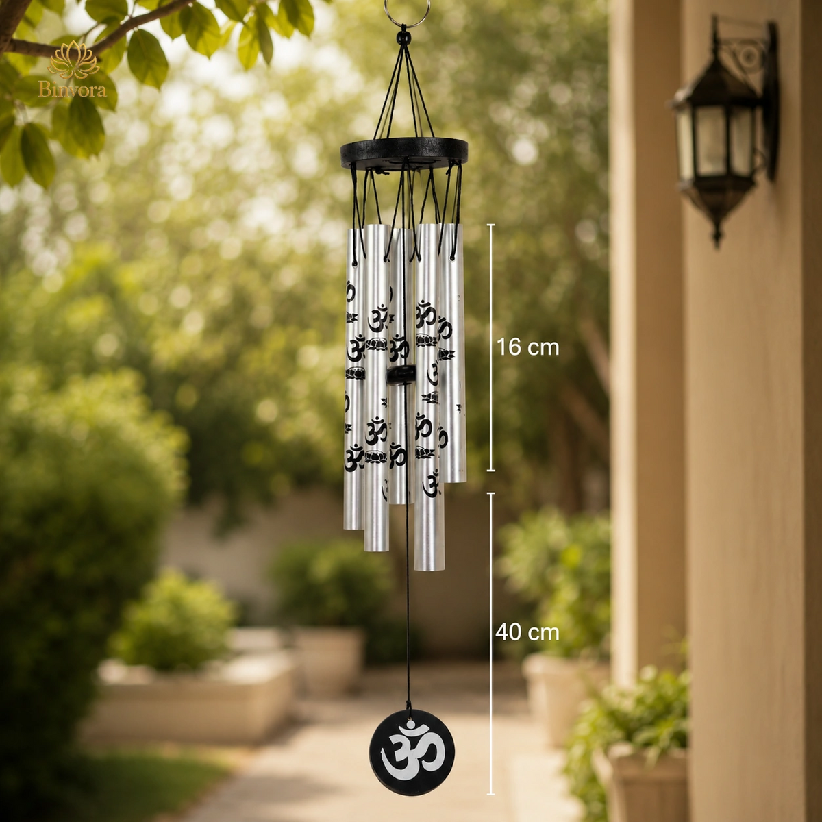 Silver Metal Om Wind Chime – Elegant Spiritual Hanging for Home & Décor | Ideal for Gifting | Feng Shui - Vastu