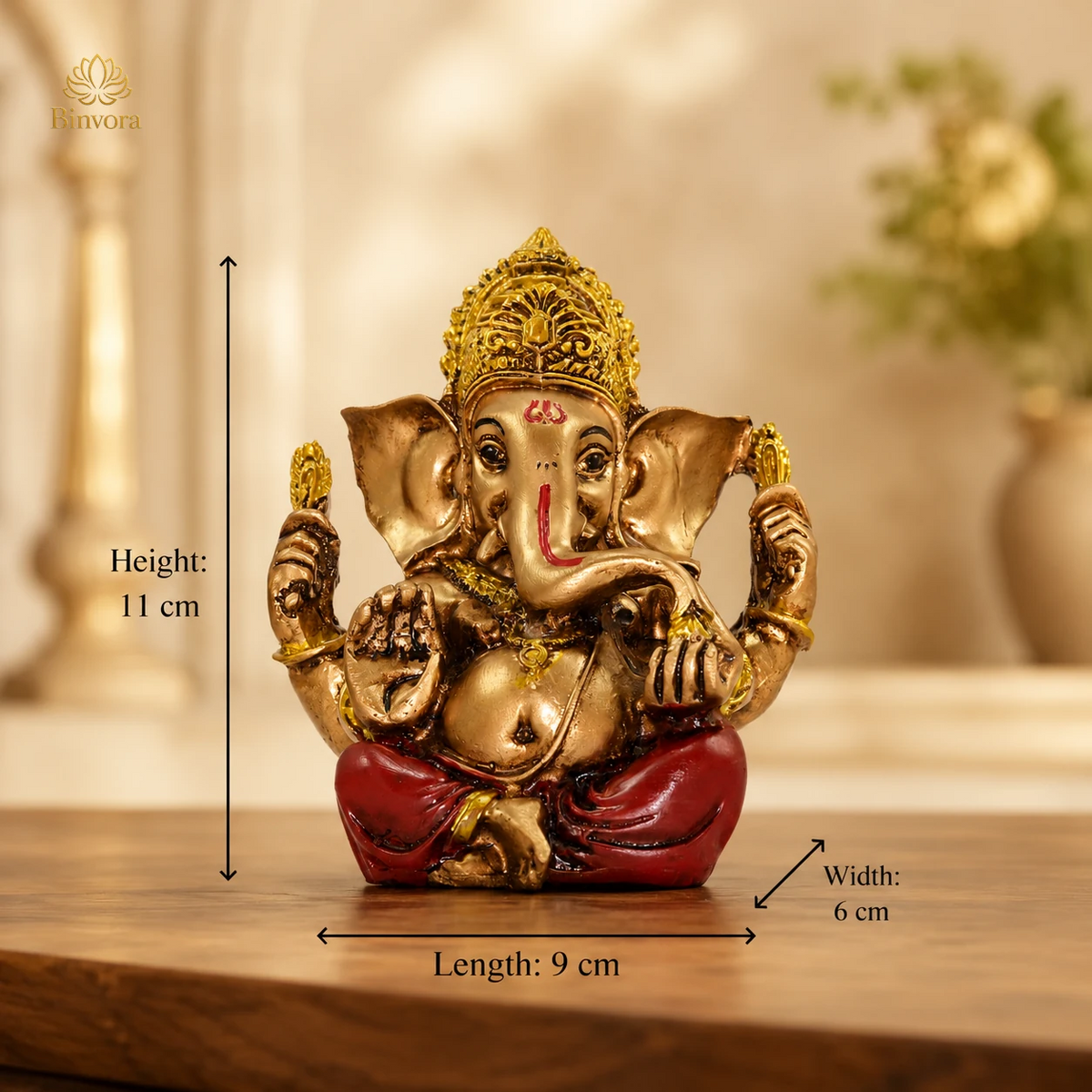 4.3 Inch Lord Ganesha Resin Idol for Home Decor & Pooja | Decorative Ganpati Murti | Vastu & Gifting Statue