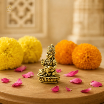 Brass Kubera God Sitting Idol, Lord of Wealth & Prosperity.