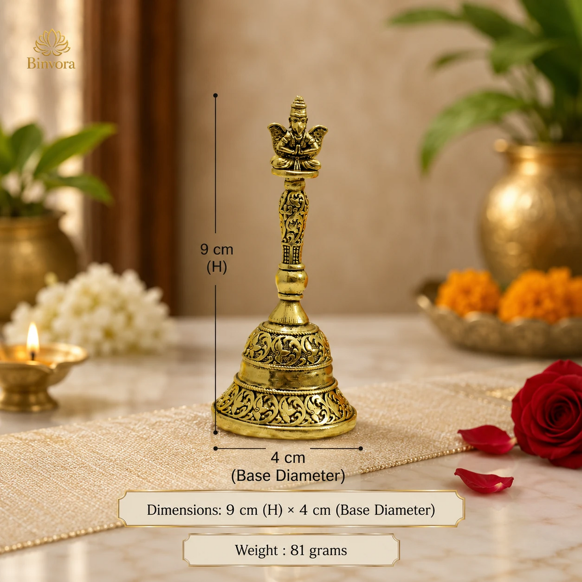 Handcrafted Brass Garud Ghanti for Vastu & Pooja | Temple Bell | Home Mandir