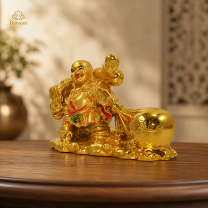 Vastu Feng Shui Potli Laughing Buddha for Good Luck with Money Bag