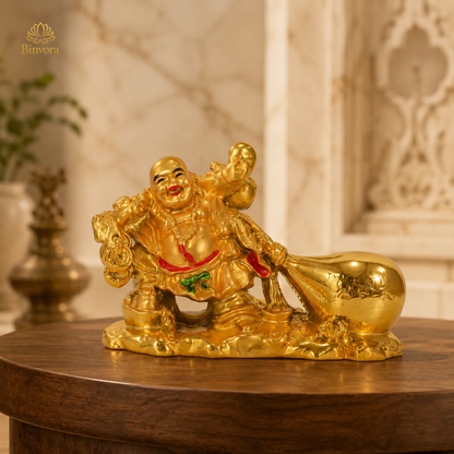 Vastu Feng Shui Potli Laughing Buddha for Good Luck with Money Bag
