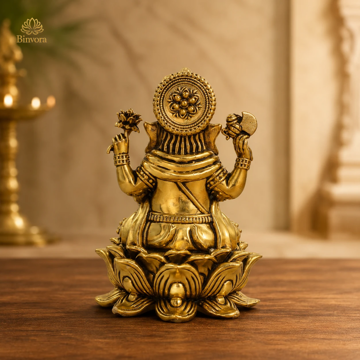 Brass 4 Inch Ganesh Idol - Premium Brass Murti for Mandir, Luxury Home Decor.