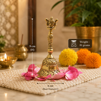 Handcrafted Brass Temple Bell with Shankh – for Home & Temple