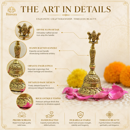 Handcrafted Brass Temple Bell with Shankh – for Home & Temple
