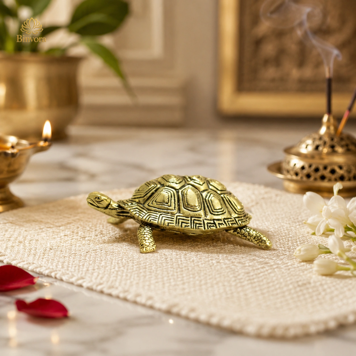 Unique Design Brass 2 Inch Tortoise for Good Luck for Home, Ideal for Gifting.