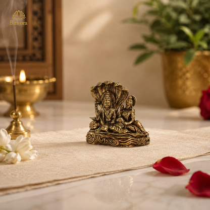 Antique Sheshnag Vishnu Murti – Miniature Lord Vishnu Idol for Home Décor & पूजा