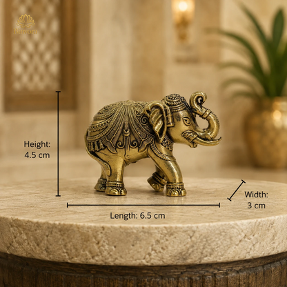 1.7 Inch, Antique Brass Elephant Figurine – Symbol of Good Luck & Prosperity