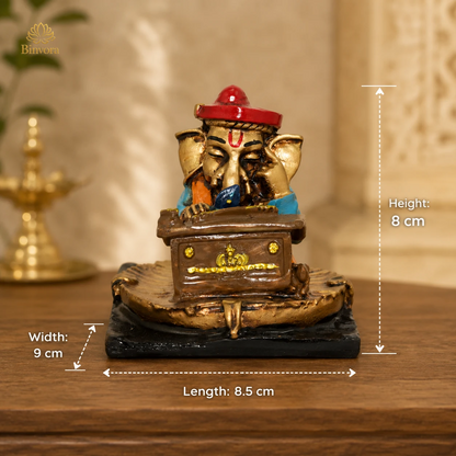 3.1 Inch Lord Ganesha Resin Idol for Home, Office, Study Table & Pooja Décor.