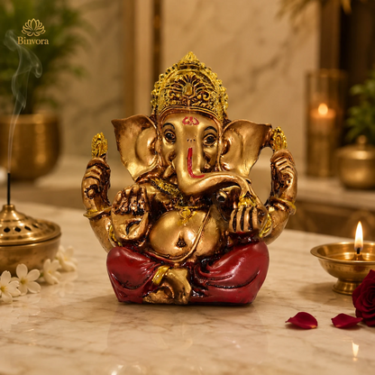 4.3 Inch Lord Ganesha Resin Idol for Home Decor & Pooja | Decorative Ganpati Murti | Vastu & Gifting Statue