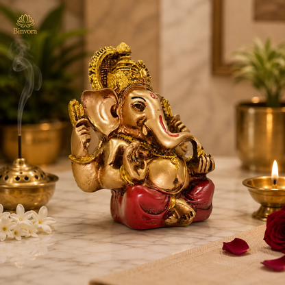 4.3 Inch Lord Ganesha Resin Idol for Home Decor & Pooja | Decorative Ganpati Murti | Vastu & Gifting Statue