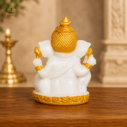 Marble Dust Matte Finish Lord Ganesh Idol for Home Temple, Diwali Gift.