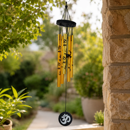 Golden Metal Om Wind Chime – Elegant Spiritual Hanging for Home & Décor | Ideal for Gifting | Feng Shui - Vastu