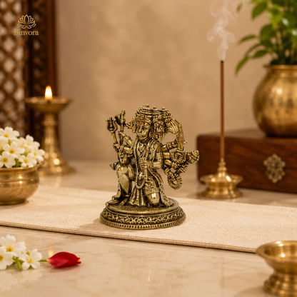 Pocket-Friendly Panchmukhi Hanuman Brass Murti – Compact 3.2 cm Devotional Idol