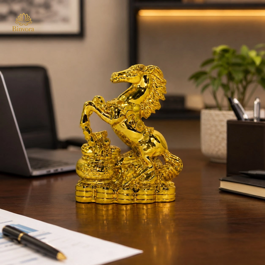 Feng Shui Golden Horse | 3 Inch | Items for Good Luck | Wealth Attraction.