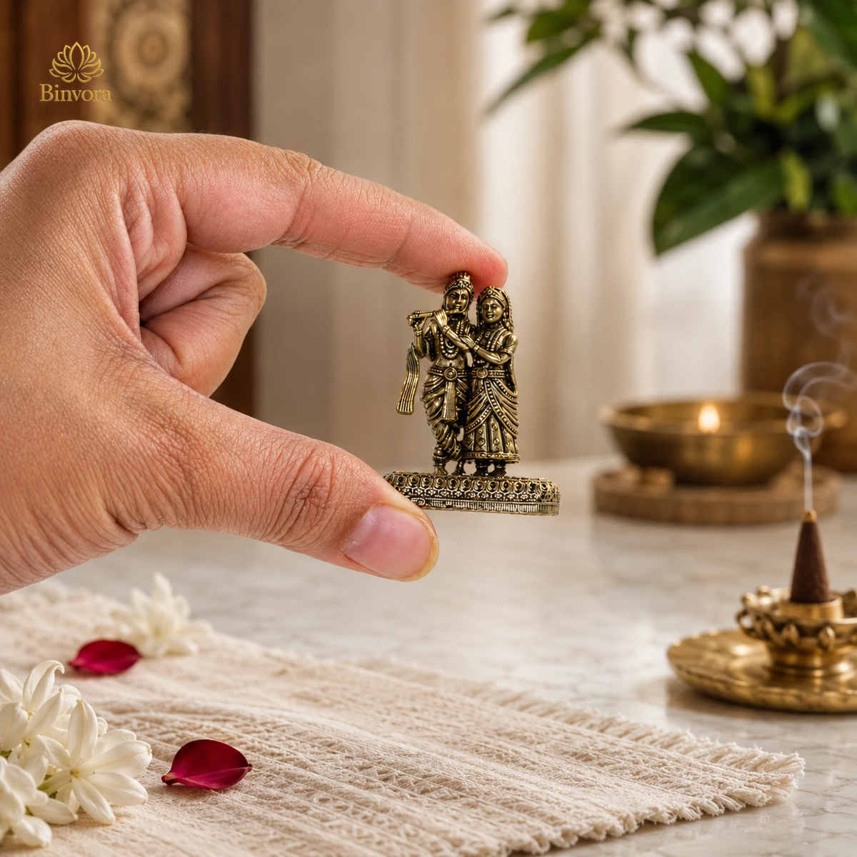 Radha Krishna Brass Idol – Divine Love & Devotion Decorative Murti | पूजा, Décor & Auspicious Gifting