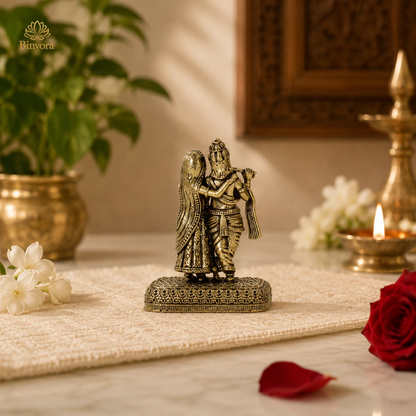 Radha Krishna Brass Idol – Divine Love & Devotion Decorative Murti | पूजा, Décor & Auspicious Gifting