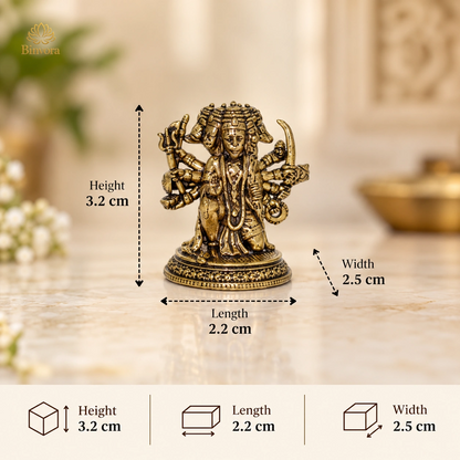 Pocket-Friendly Panchmukhi Hanuman Brass Murti – Compact 3.2 cm Devotional Idol