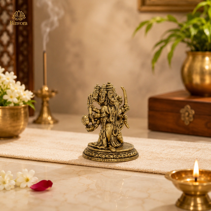 Pocket-Friendly Panchmukhi Hanuman Brass Murti – Compact 3.2 cm Devotional Idol