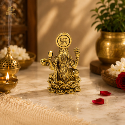 Brass Goddess Saraswati Idol – 1.7 Inch Pital Ki Murti for Study Table, Home Temple & Office Decor