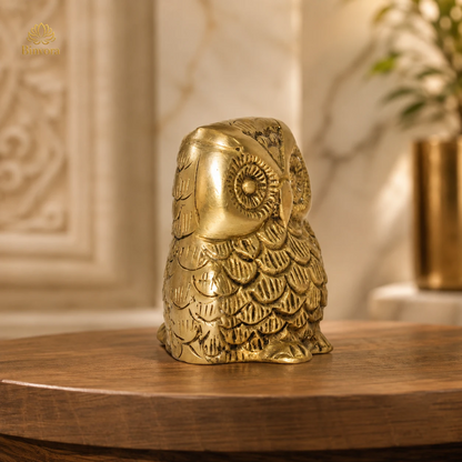 Brass Golden 2.1 Inch Owl Showpiece for Home Décor, Living Room Decor, Vastu, Gifting, , Feng shui.