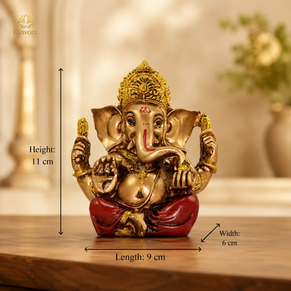 4.3 Inch Lord Ganesha Resin Idol for Home Decor & Pooja | Decorative Ganpati Murti | Vastu & Gifting Statue