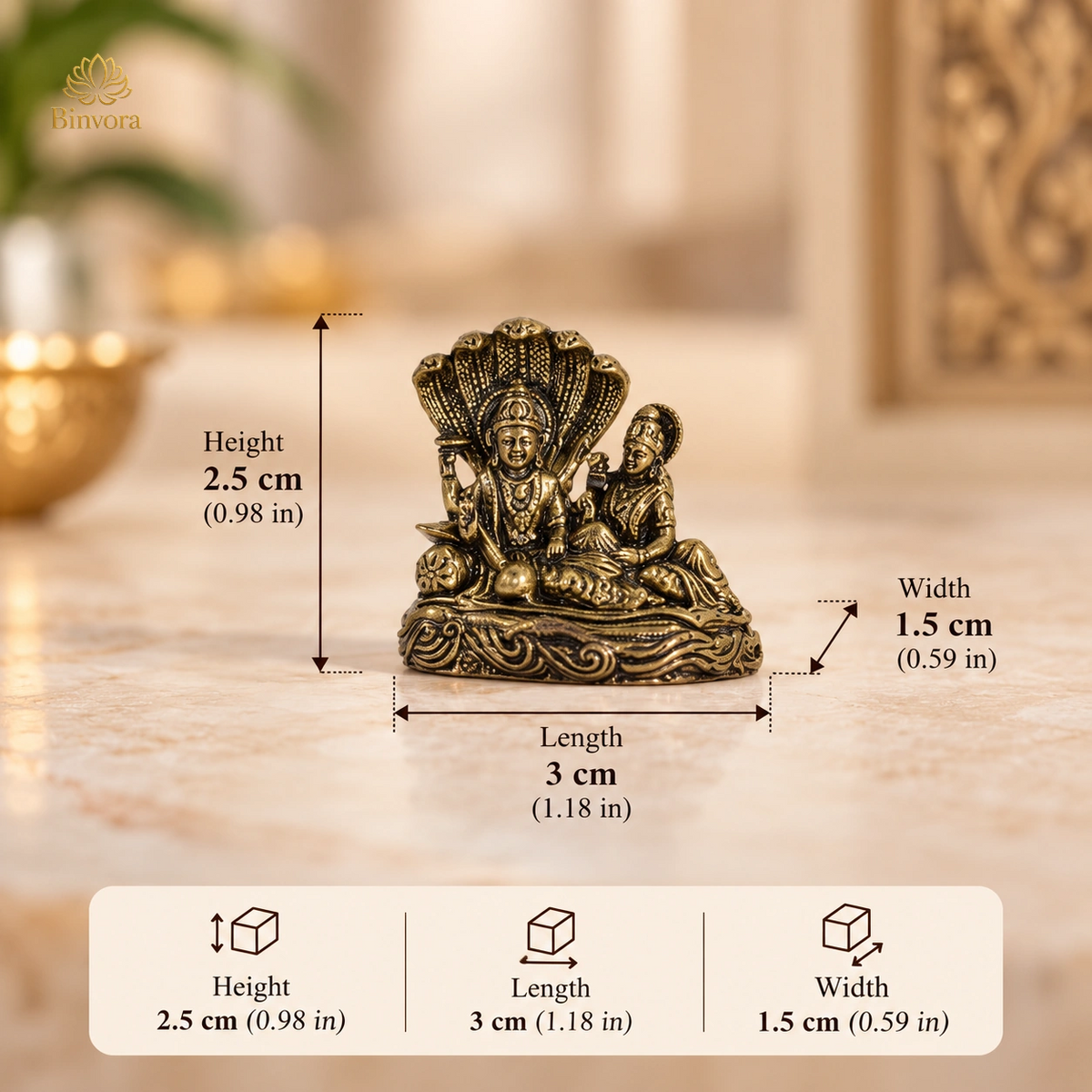 Antique Sheshnag Vishnu Murti – Miniature Lord Vishnu Idol for Home Décor & पूजा