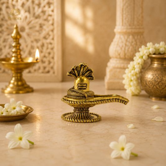 Brass Shivling Statue with Sheshnaag for Home | 1.3 Inch Shivlingam ॐ नमः शिवाय