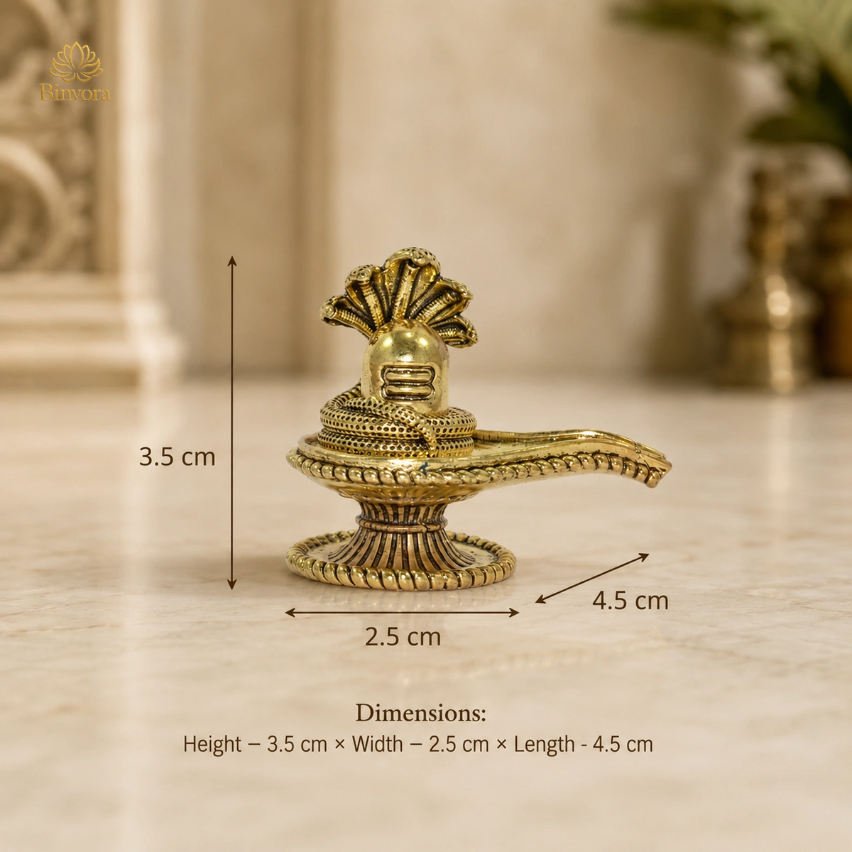 Brass Shivling Statue with Sheshnaag for Home | 1.3 Inch Shivlingam ॐ नमः शिवाय