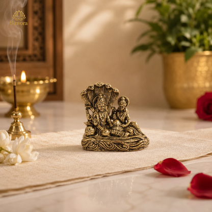 Antique Sheshnag Vishnu Murti – Miniature Lord Vishnu Idol for Home Décor & पूजा